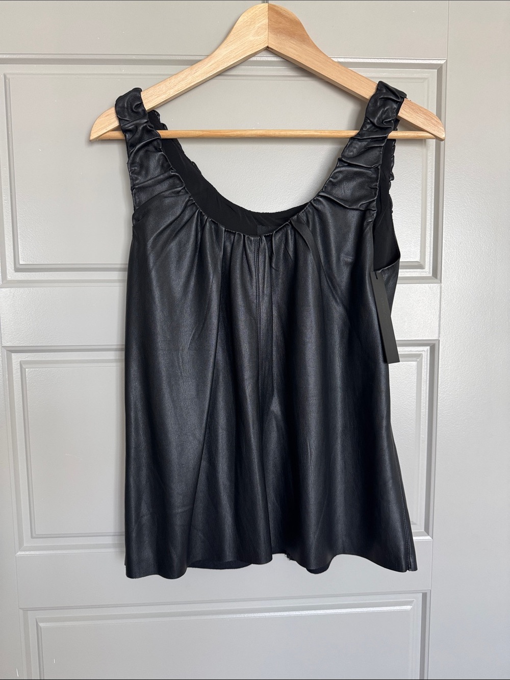 DOLCE CABO Sleeveless Faux Leather Black Tank Top, S